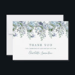 Elegant Classic Dusty Blue Floral 21st Birthday Thank You Card<br><div class="desc">A beautiful and elegant thank you card designed especially for a birthday. It features a top border dusty blue roses,  peonies and wildflowers.  Three lines are provided for a customized thank you and the birthday woman's name.</div>