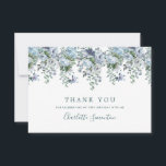 Elegant Classic Dusty Blue Floral 70th Birthday Thank You Card<br><div class="desc">A beautiful and elegant thank you card designed especially for a birthday. It features a top border dusty blue roses,  peonies and wildflowers.  Three lines are provided for a customized thank you and the birthday woman's name.</div>