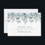 Elegant Classic Dusty Blue Floral 90th Birthday Thank You Card<br><div class="desc">A beautiful and elegant thank you card designed especially for a 90th birthday. It features a top border dusty blue roses,  peonies and wildflowers.  Three lines are provided for a customized thank you and the birthday woman's name.</div>