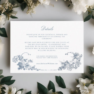 Elegant Classic Dusty Blue French Floral Enclosure Card