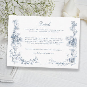 Elegant Classic Dusty Blue French Floral Enclosure Card