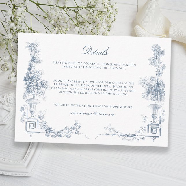 Elegant Classic Dusty Blue French Floral Enclosure Card (Creator Uploaded)