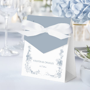 Elegant Classic Dusty Blue French Floral Favor Boxes