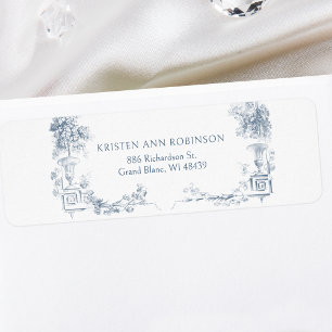 Elegant Classic Dusty Blue French Floral Label