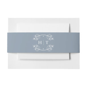 Elegant Classic Dusty Blue Wedding Invitation Belly Band