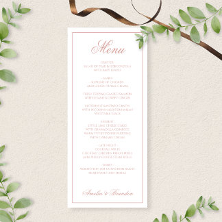Elegant Classic Dusty Rose Border Script Wedding Menu