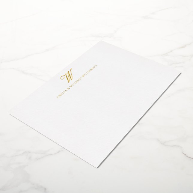 Elegant Classic Family Monogram Minimalist Wedding Foil Invitation (Rotated)