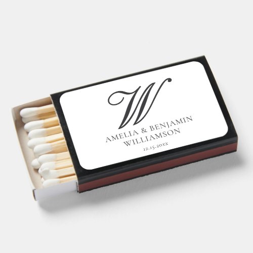 Elegant Classic Family Monogram Minimalist Wedding Matchboxes