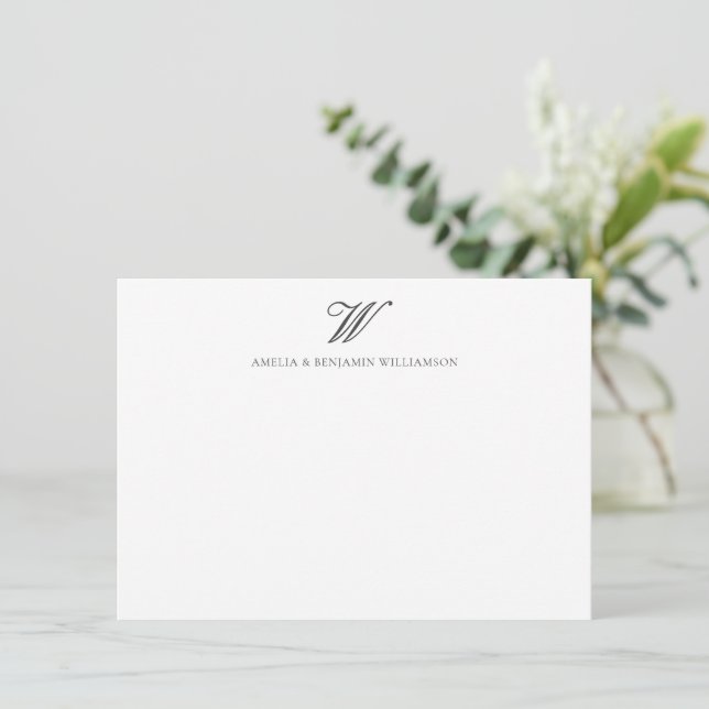 Elegant Classic Family Monogram Minimalist Wedding Note Card (Standing Front)