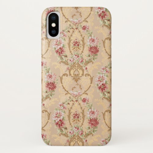 Elegant Classic Floral and Gold Rococo Filigree iPhone X Case