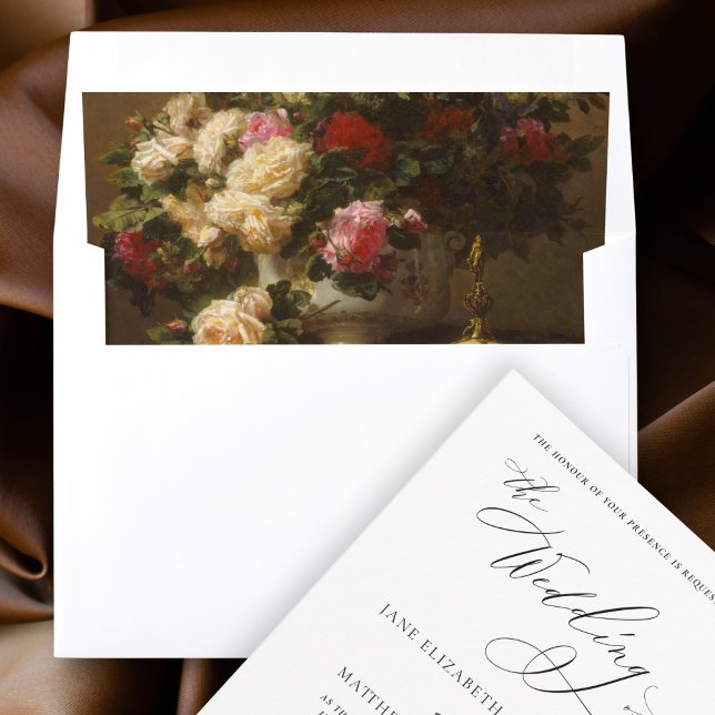 Elegant Classic Floral Fine Art Wedding Envelope Liner (This fine art envelope will add a touch of elegance to your wedding invites)