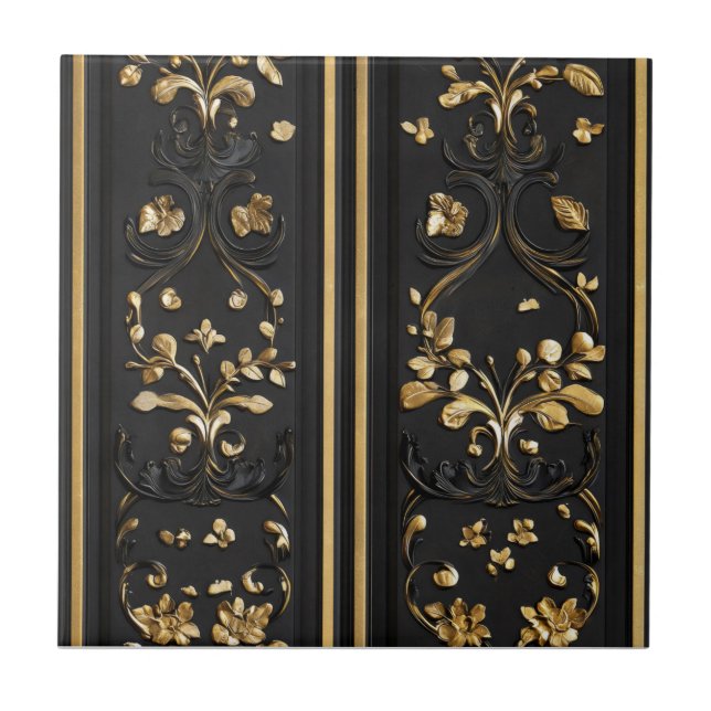 Elegant Classic Floral Pattern Ceramic Tile (Front)