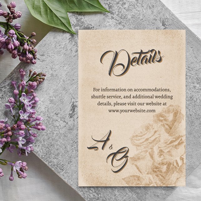 Elegant Classic Floral Rustic Wedding Details 1 Enclosure Card (Creator Uploaded)