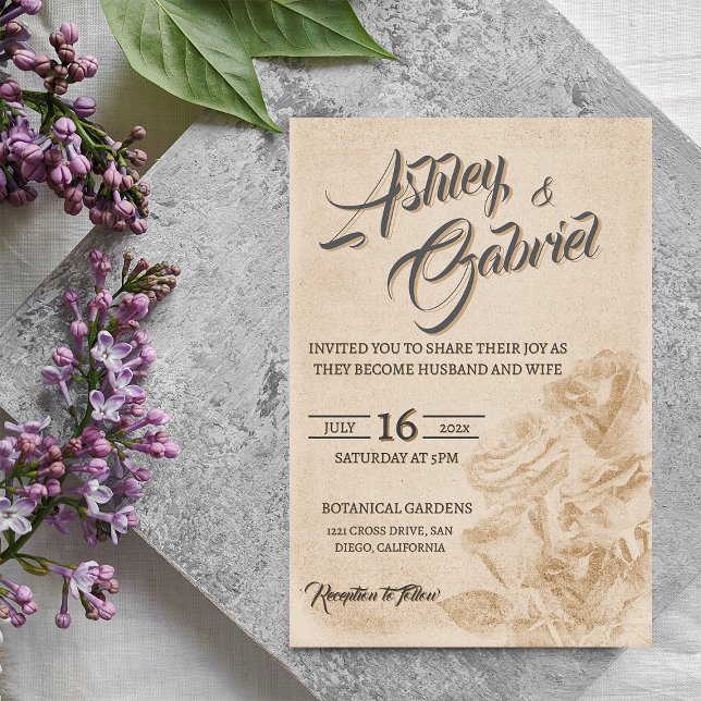 Elegant Classic Floral Rustic Wedding Invitation (Creator Uploaded)