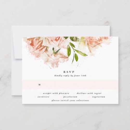 Elegant Classic Floral Watercolor Wedding  RSVP Card