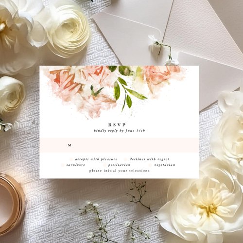 Elegant Classic Floral Watercolor Wedding  RSVP Card