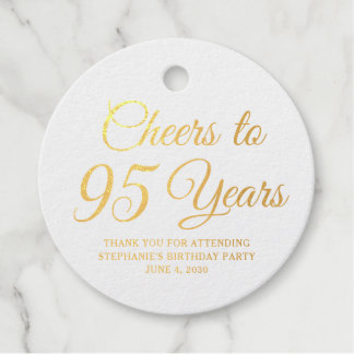 Elegant Classic Foil Cheers to 95 Years Gold Foil Favor Tags