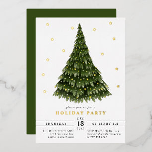Elegant Classic Foil Christmas Party Foil Invitation