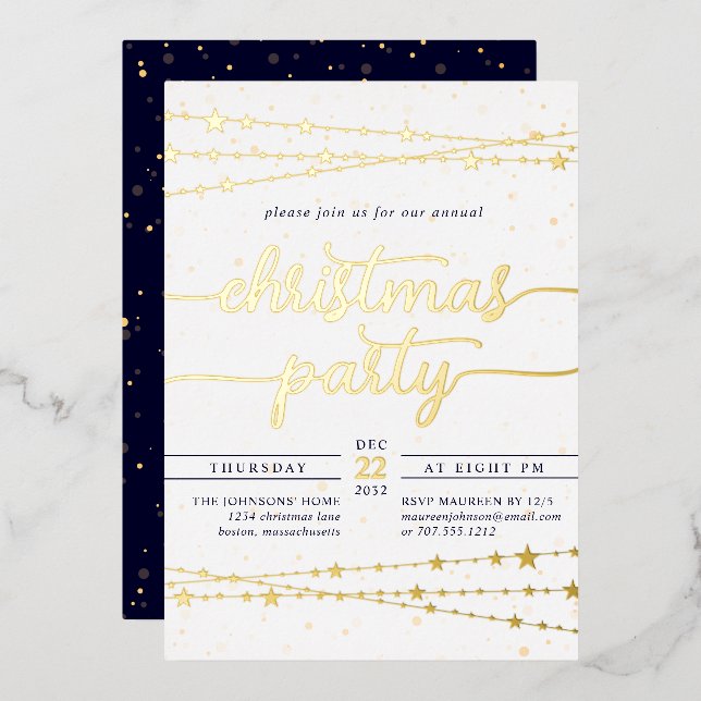 Elegant Classic Foil Christmas Party Invitation (Front/Back)