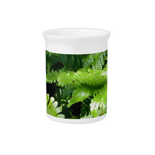 Elegant classic forest woodland Spring Green Ferns Beverage Pitcher