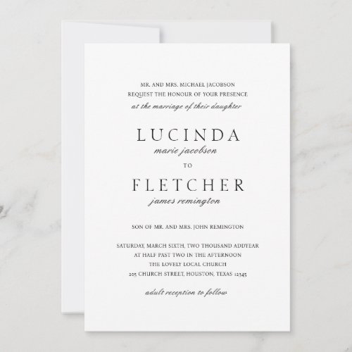 Elegant Classic Formal All In One Wedding Invitation