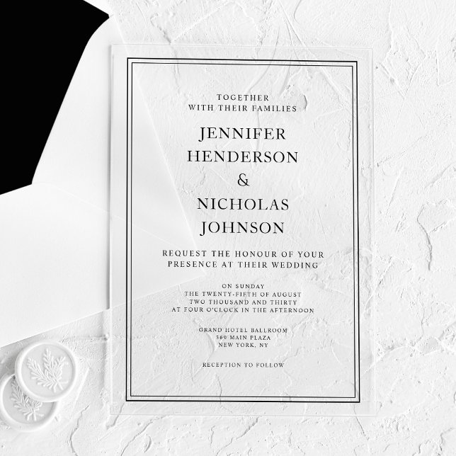 Elegant Classic Formal Black And White Wedding Acrylic Invitations (Elegant Classic Formal Black And White Wedding Acrylic Invitations)