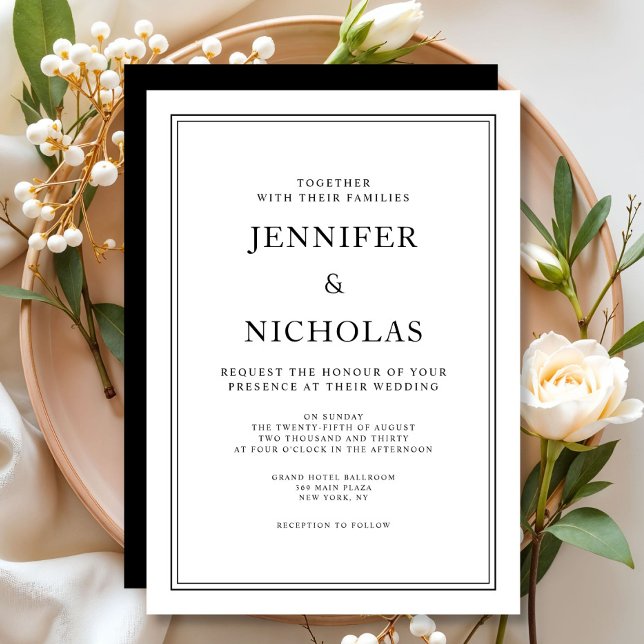 Elegant Classic Formal Black And White Wedding Invitation (Elegant Classic Formal Black And White Wedding Invitation)