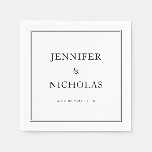 Elegant Classic Formal Black And White Wedding Napkins