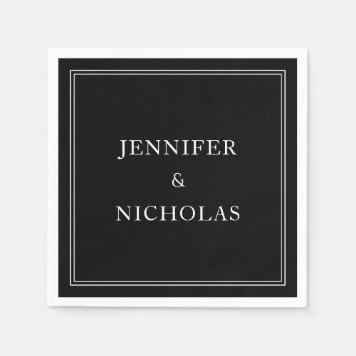 Elegant Classic Formal Black And White Wedding Napkins