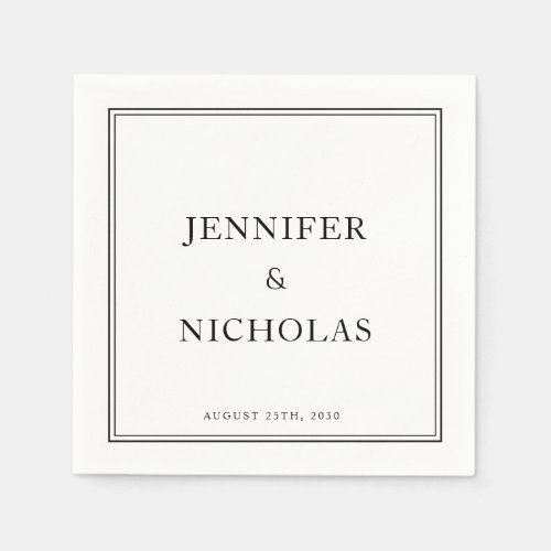 Elegant Classic Formal Black And White Wedding Napkins