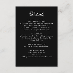 Elegant Classic Formal Black Calligraphy Wedding Enclosure Card