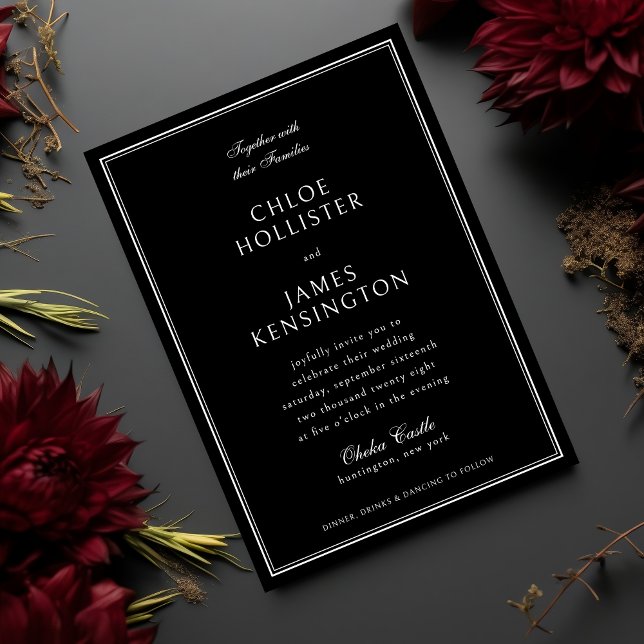 Elegant Classic Formal Black Frame Wedding  Invitation (Creator Uploaded)