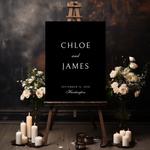 Elegant Classic Formal Black Names Wedding Welcome Foam Board