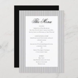 Elegant Classic Formal Black White Wedding Dinner Menu