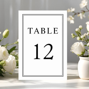 Elegant Classic Formal Black White Wedding  Table Number