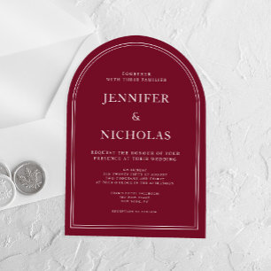 Elegant Classic Formal Burgundy Wedding Arch Acrylic Invitations