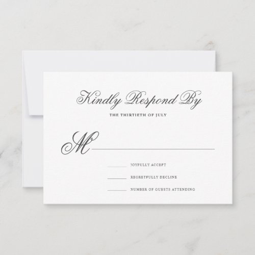 Elegant classic formal calligraphy script wedding RSVP card