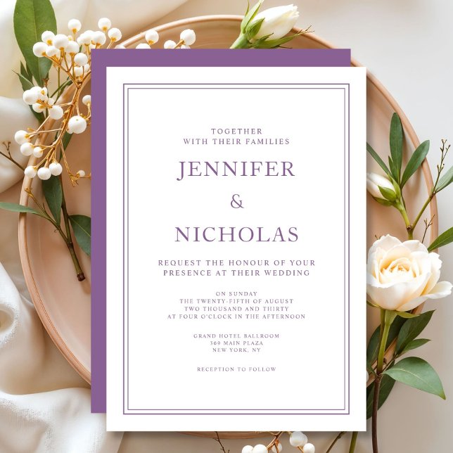 Elegant Classic Formal French Lilac Wedding Invitation (Elegant Classic Formal French Lilac Wedding Invitation)