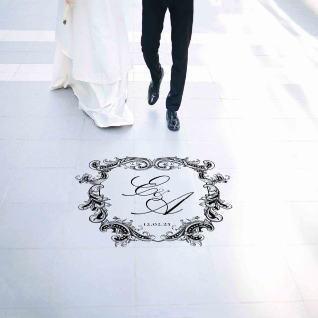 Elegant Classic Formal Monogram Crest Wedding  Floor Decals (Wedding)