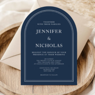 Elegant Classic Formal Navy Blue Wedding Arch Invitation