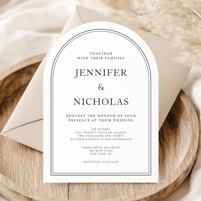 Elegant Classic Formal Navy Blue Wedding Invitation (Elegant Classic Formal Navy Blue Wedding Invitation)