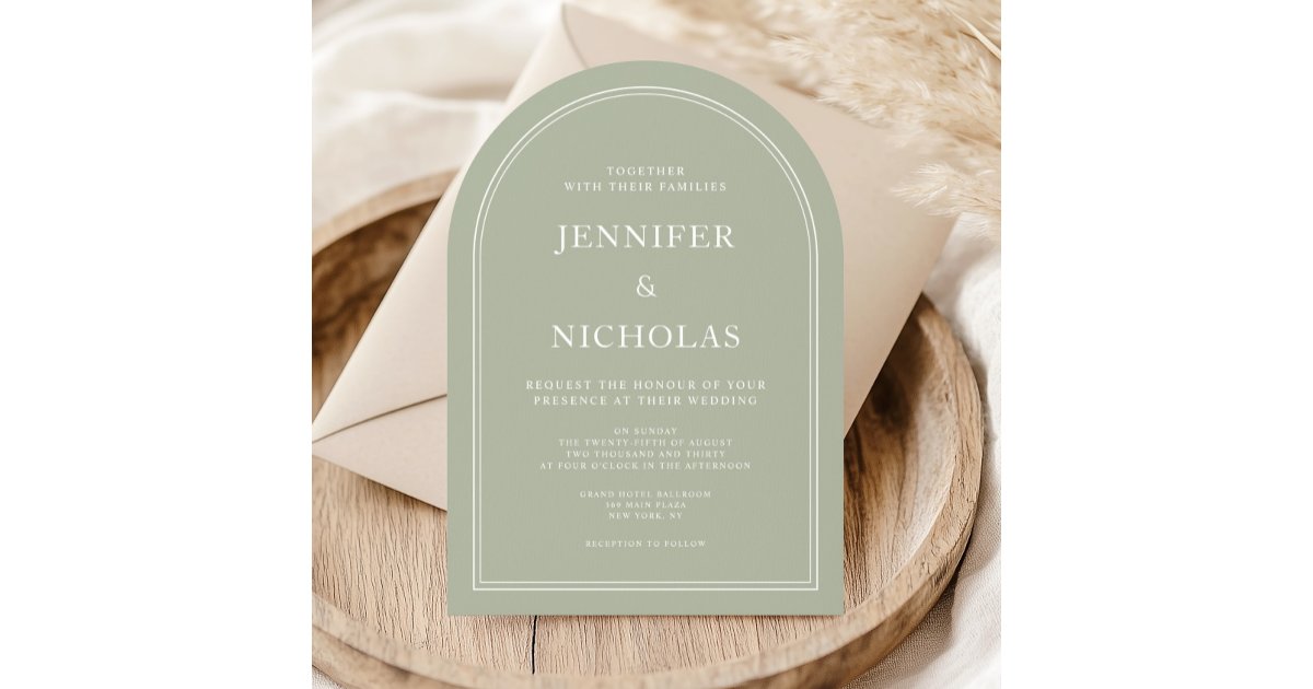 Elegant Classic Formal Sage Green Wedding Invitation | Zazzle