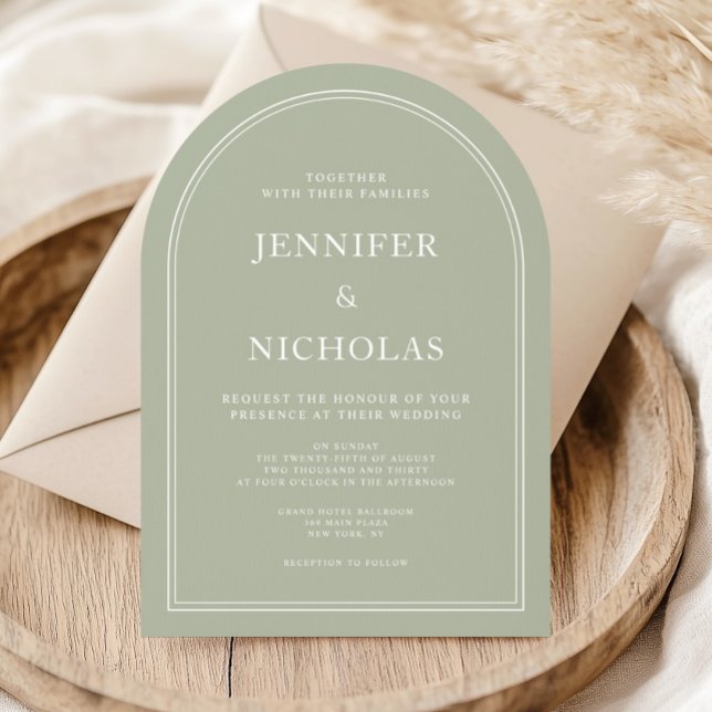 Elegant Classic Formal Sage Green Wedding Invitation (Elegant Classic Formal Sage Green Wedding Invitation)