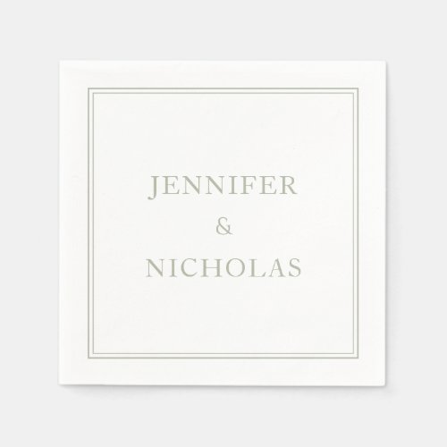 Elegant Classic Formal Sage Green Wedding Napkins