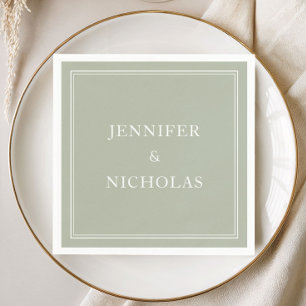 Elegant Classic Formal Sage Green Wedding Napkins