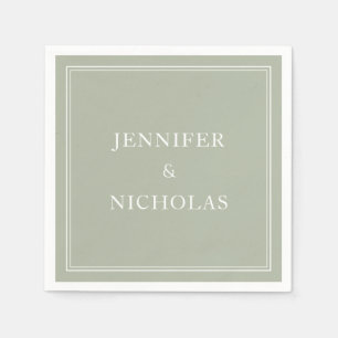 Elegant Classic Formal Sage Green Wedding Napkins