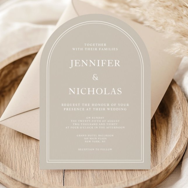 Elegant Classic Formal Taupe Wedding Invitation (Elegant Classic Formal Taupe Wedding Invitation)