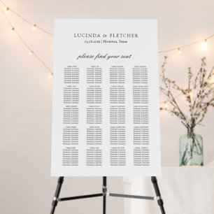 Elegant Classic Formal Wedding Seating Chart Foam Board