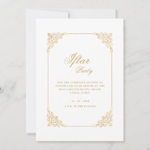 Elegant Classic Frame Gold Script Iftar Party Invitation
