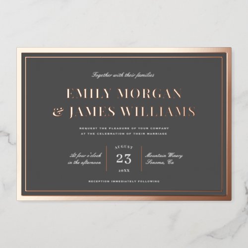 Elegant  Classic Frame  Wedding REAL Foil Invitation